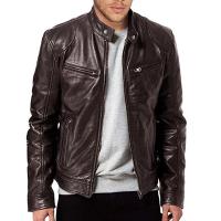Chaqueta de cuero para hombre, chaqueta informal de moda para motocicleta, chaqueta de PU con cuello ajustado, chaqueta de cuero a prueba de viento para otoño e invierno, estilo para hombre - details 4
