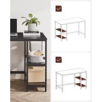 Escritorio con 2 Estantes a la Izquierda o a la Derecha, Mesa de Trabajo, para Salón Oficina, Estructura de Acero, Industrial, Marrón Rústico y Negro Tinta LWD47X - details 66