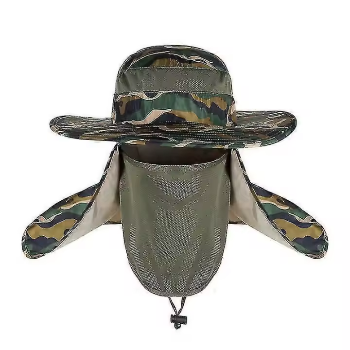 Sombrero para el sol único con cabeza grande alrededor de gorra de pescador de color camuflaje ultravioleta al aire libre - 1