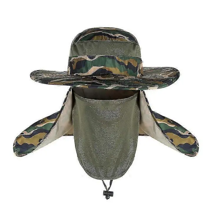 Sombrero para el sol único con cabeza grande alrededor de gorra de pescador de color camuflaje ultravioleta al aire libre - 1