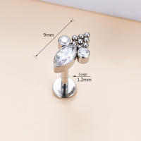 Pendientes G23 de titanio Labret para mujer, aretes de circonita pavimentada para el cartílago de la oreja, Tragus, hélice, Anillo para el labio, Piercing para el cuerpo, joyería Unisex - details 1