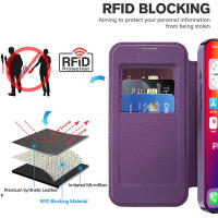 Flip para iPhone 16e Plus 16 15 14 13 Pro Max, funda protectora de gaanoplastia con cepillo antirrobo de cuero magnético Magsafe - details 1