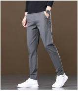 Pantalones de pie pequeño ajustados occidentales informales a rayas de primavera y otoño para hombre - details 4