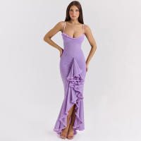 BUNO-vestidos de fiesta de malla irregulares, novedad de 2024, vestido ceñido con tirantes finos, vestido largo fruncido a la moda para mujer - details 23