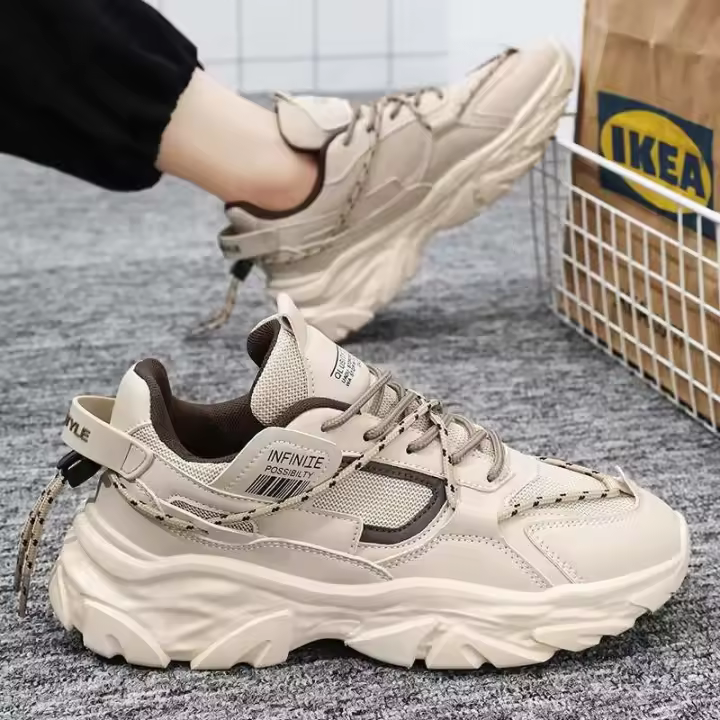 2025 primavera otoño nuevos zapatos deportivos y de ocio para correr de papá negro de suela gruesa China - 1