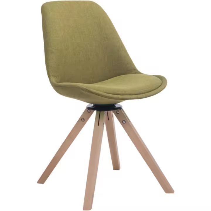 Tapizada En Tela & con Base De Madera I Silla De Comedor Giratoria & En Estilo Nórdico, Color:Crema, - 1