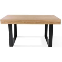 Mesa de comedor extensible rectangular para 6-10 personas, madera y negro, 160-200 cm - details 18