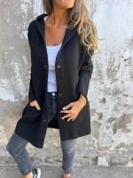 2025 Chaqueta casual con capucha de un solo pecho, color sólido, otoño e invierno, - details 17