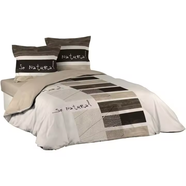 Douceur d'Intérieur So Natural - Juego con funda de edredón y 2 fundas de almohada, algodon, estampado, Multicolor, 240 X 220 cm - 1