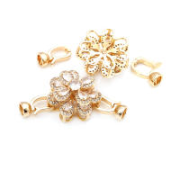 2 juegos de conectores de flores de latón y circonio de Color dorado de 18K para collares, cierres de pulsera, suministros de joyería Diy, accesorios - details 8