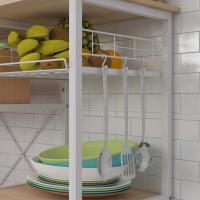 Estantería de Cocina con 3 Estantes y Cesta Metálica, Mesa Auxiliar de Cocina con Estanterías Soporte de Microondas con Ganchos, 90 x 40 x 83 cm - details 16