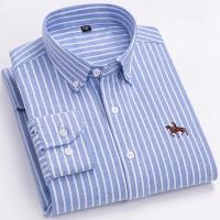 Camisas de caballo bordadas para hombre, ropa de calle de gran tamaño, 2025 algodón, Oxford, informal, manga larga, talla grande, 100% - details 18