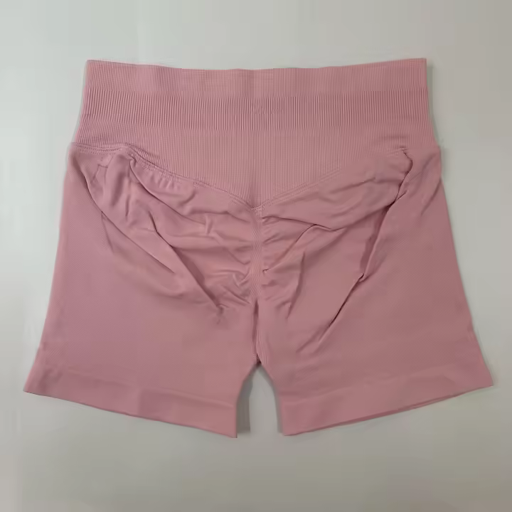 Pantalones cortos de yoga con banda baja acanalada, pantalones cortos de yoga sin costuras, pantalones cortos de entrenamiento para gimnasio, pantalones cortos elásticos para correr, ropa de fitness - 1