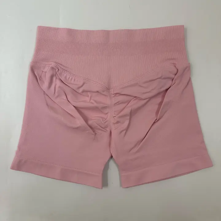 Pantalones cortos de yoga con banda baja acanalada, pantalones cortos de yoga sin costuras, pantalones cortos de entrenamiento para gimnasio, pantalones cortos elásticos para correr, ropa de fitness - 1