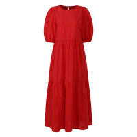 Vestido Largo Casual De Verano Para Mujer ZANZEA 2023 Con Manga Corta Y Cuello Redondo Sobredimensionado Vestidos Femme Elegante Sólido - details 10