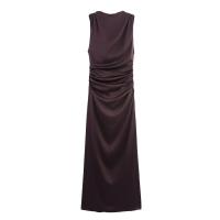 Vestido largo de satén texturizado sin espalda, versátil y a la moda para mujer, nuevo estilo 8391052 - details 0