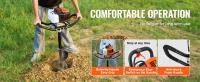 SucceBuy Post Hole Digger Gas Powered, 43CC 1250W, brocas de 8", naranja + negro, asistente de jardinería eficiente - details 3