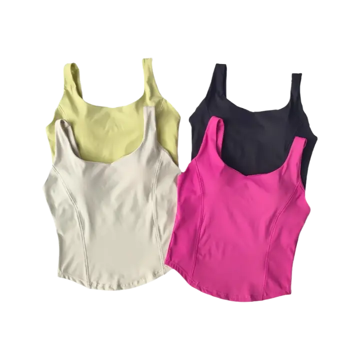 Top De Entrenamiento Para Mujer Con Alta Elasticidad Y Soporte Para El Espalda Chaleco Deportivo Antigolpes Para Correr Y Yoga En Color Nude - 1