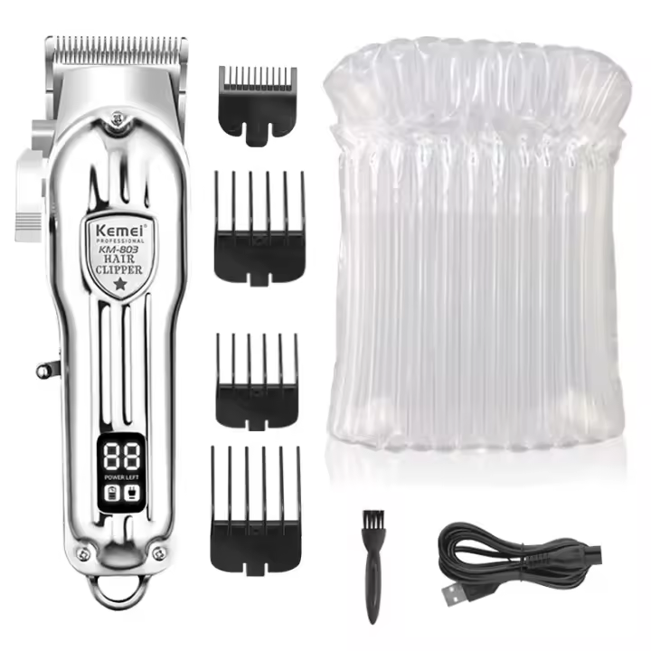 Kemei-cortadora de pelo profesional de Metal para hombre, máquina de corte de pelo recargable, ajustable, 803 - 1