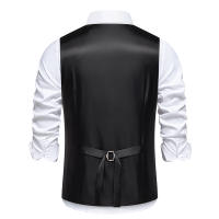 Chaleco de Dos Piezas de Moda para Hombres en Otoño Cuello en V, Tela de Poliéster, Traje a Cuadros de Colorido, Estilo Británico Casual Vintage Gentleman Leisure - details 14