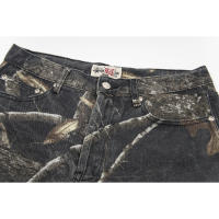 Pantalones capri para hombre con diamantes cortados en llamas de moda superior en 2025, pantalones vaqueros casuales de hip-hop para parejas, pantalones cortos lavados de calle americana para deportes de verano al aire libre - details 2