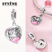 Abalorios de Plata 925 con Forma de Corazón de Amor Maternal Rosa, Compatibles con Pulseras Originales de Plata 925, Abalorios para Mujer, Joyería, Manualidades, Regalos - details 0
