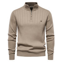 Suéter de alta calidad para hombre, suéter de color sólido medio cremallera, nuevo estilo de otoño e invierno 24. - details 1
