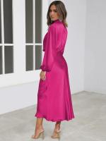 Primavera Verano nuevo vestido de manga larga de satén de gama alta vestido de noche elegante para mujer ropa de fiesta vestidos de celebridades - details 41