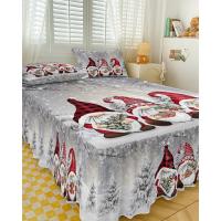 Colcha elástica ajustada con funda de almohada, conjunto de ropa de cama con falda de mariposa, lavanda, flor púrpura - details 1