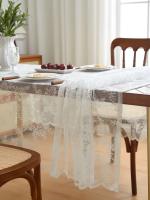 Mantel plegable con flores ENCE de color blanco puro para bodas, fiestas y mesas de comedor. - details 10