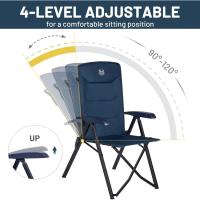 Silla de Camping Adulto 150kg Silla de Jardín Plegable Portátil de Alta Resistencia Respaldo Alto Silla Reclinable de 4 Posiciones para Campamento Picnic Jardín Caravana (1 Pc, Azul) - details 4