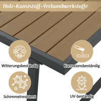 Conjunto de sillones de jardín, conjunto de muebles de jardín de 4 piezas, sofá de 3 plazas, 2 sillones y mesa de centro, exterior, tablero de madera plástica, reposabrazos de cuerda trenzada, acero galvanizado, beige - details 2