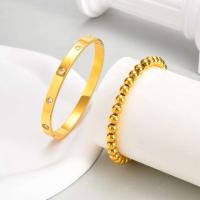 Set de Pulseras VNOX Perlas de Acero Inoxidable Plateadas Doradas, Diseño Apilado Sencillo, Regalo Perfecto para Ella - details 2