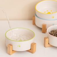 Cuenco de cerámica de boca plana para gatos, cuenco antigolpes de gran diámetro para mascotas, evita que se vuelque, contenedor de comida para perros de dibujos animados, protección del cuello - details 4