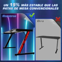 140 x 60 cm, Escritorio Gaming en Forma de Z Ergonómica, Mesa Gamer de Fibra de Carbono, Mesa para Ordenador con Portavasos y Gancho para Auriculares, Negro - details 16