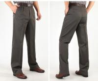Pantalones Casuales de Cintura Alta para Hombres Color Sólido, Cintura Suelta, Algodón Puro, Doble Pliegue, Sin Arrugas - details 18