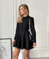 Vestido negro de línea A con diseño de manga larga para mujer, primavera verano, nuevo. - details 5