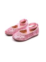 Bailarinas con purpurina Mary Janes para niñas, zapatos de fiesta elegantes para niños, zapatos de rendimiento de princesa, Color sólido, banda elástica - details 17
