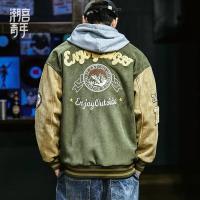 Chaqueta de Béisbol Bordada de Moda Abrigo Ligero para Hombres Estilo Bombardero de Calle Baja - details 2
