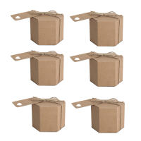 Caja de dulces de papel Kraft de 50 piezas, caja de regalo de cartón Hexagonal, con hilo y etiqueta, suministros para fiestas de boda - details 0