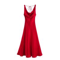 Vestido de manga corta con cuello en V ajustado elegante falda estampada plisada a la moda para mujer - details 2