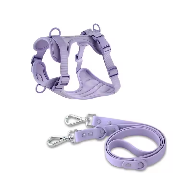 Correa Doble de PVC, commode juego de arnés para Perros transpirable, Collares, arneses y Correas estables para el pecho - 1