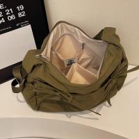 Bolso de hombro de nailon de gran capacidad para mujer - Estilo vintage, color sólido con detalle de lazo, correa ajustable, múltiples bolsillos con cremallera, bolso cruzado duradero y versátil - details 6