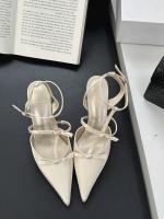 Sandalias Platas de Tacón Alto para Mujer Punta Afilada Francesa Diseño de Bolsa de lazo Viento de Cabeza Moda de Alta Noche - details 7