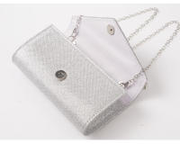 Bolso con solapa de sobre brillante para mujer, monedero largo con cadena, bolso de noche plateado brillante, billetera pequeña para mujer - details 6