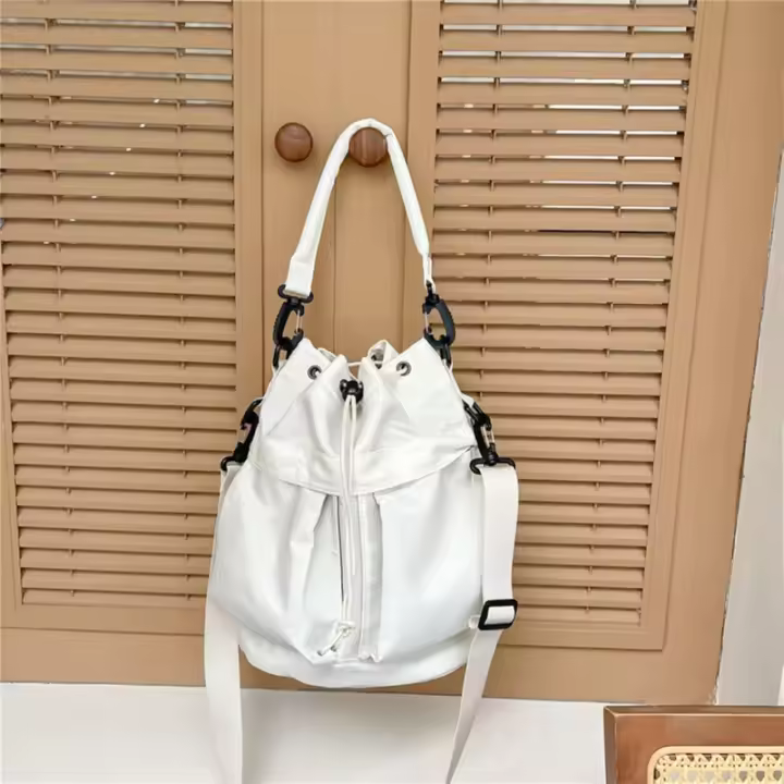 Bolsos de cubo cruzados para mujer, bolso de cubo de lona, ​​bolso con cordón, mini bolso Hobo, bolsos de hombro - 1