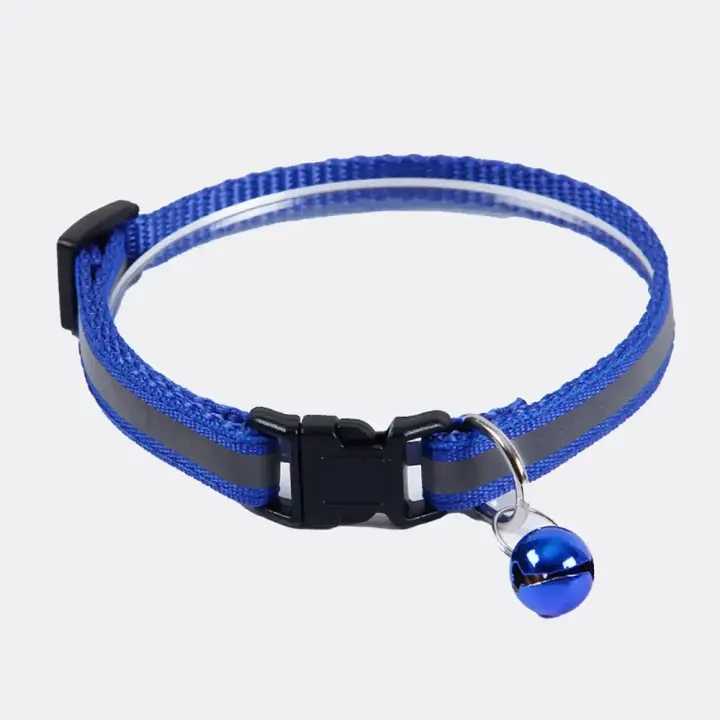 Collar de seguridad para perros y gatos con campana, Collar con parche reflectante para mascotas, hebilla para gatos, Collar ajustable para perros, suministros para Chihuahua - 1