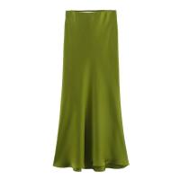 - Falda de cintura alta con textura de satén de seda francesa de estilo único para mujer8632845 - details 8