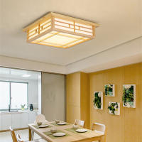 Lámpara de Techo con Estilo Japonés de Madera Sólida LED Luz con Montaje en Techo y Control Remoto para Dormitorio Sala de Estar - details 1