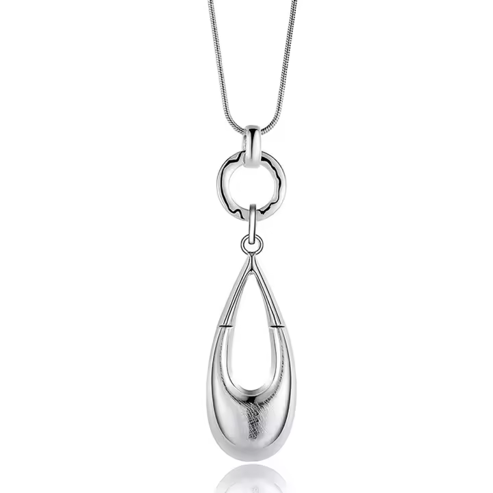 Collares largos para mujer, colgante de gota de agua, suéter en capas Y declaración, collar de cadena de plata bohemia con caja de regalo, joyería - 1